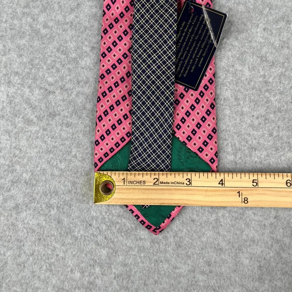 Tommy Hilfiger Necktie Silk Pink Diamond All Over Print Tie New NWT